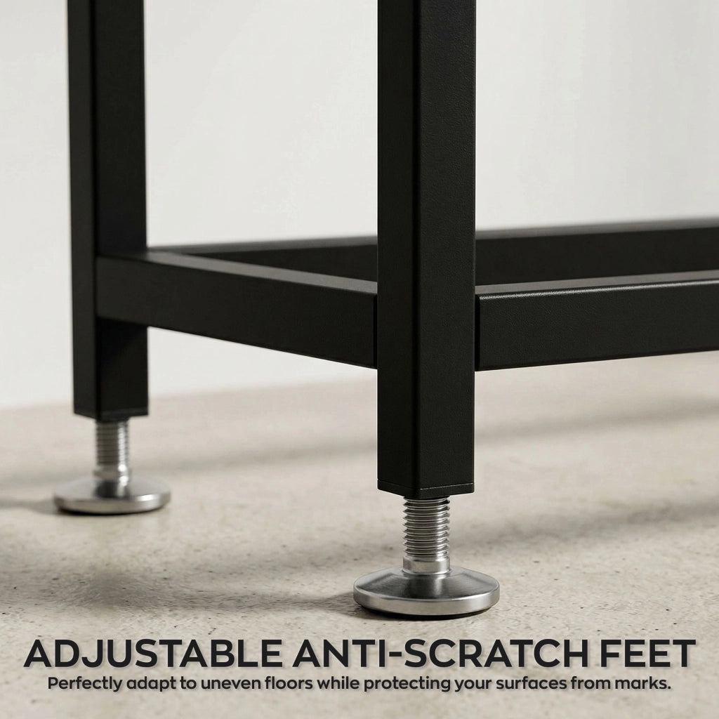 Nikki - Consolle ingresso soggiorno rettangolare 75x75x24 cm stile industrial in metallo e MDF  bleach