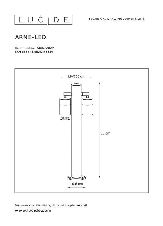 Lampada da esterno Lucide ARNE-LED GU10 2700K IP44 cromata