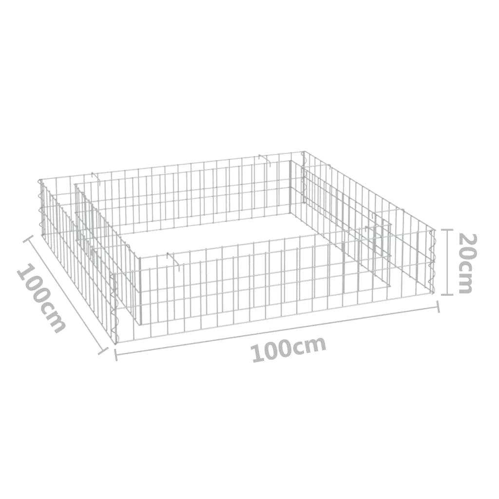 Aiuola rialzata in gabbione di acciaio zincato 100 x 100 x 20 cm Argento 02_0039891