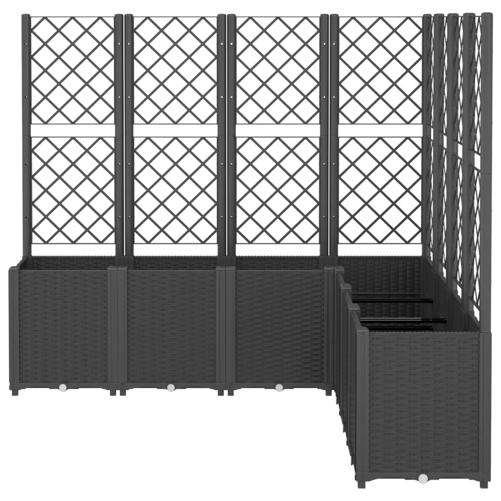 Fioriera | Cassetta per fiori | Vaso da Giardino con Traliccio Nera 160x160x140 cm in PP