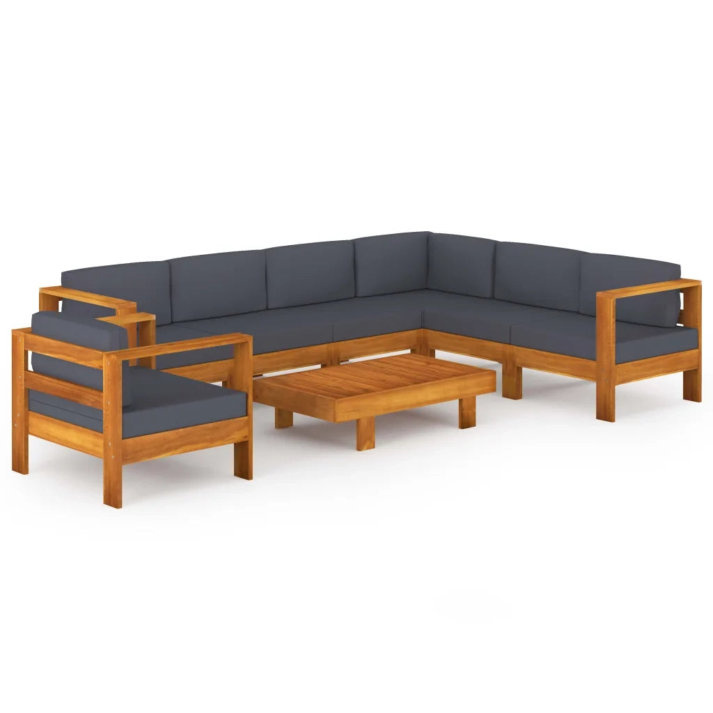 Set Divani Giardino 8 Posti Cuscini Grigi Scuro Massello Acacia 3057957