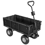 Carrello da Giardino in Acciaio da 114L con Sacca Portaoggetti e Pareti Rimovibili, 105x51x54 cm, Nero