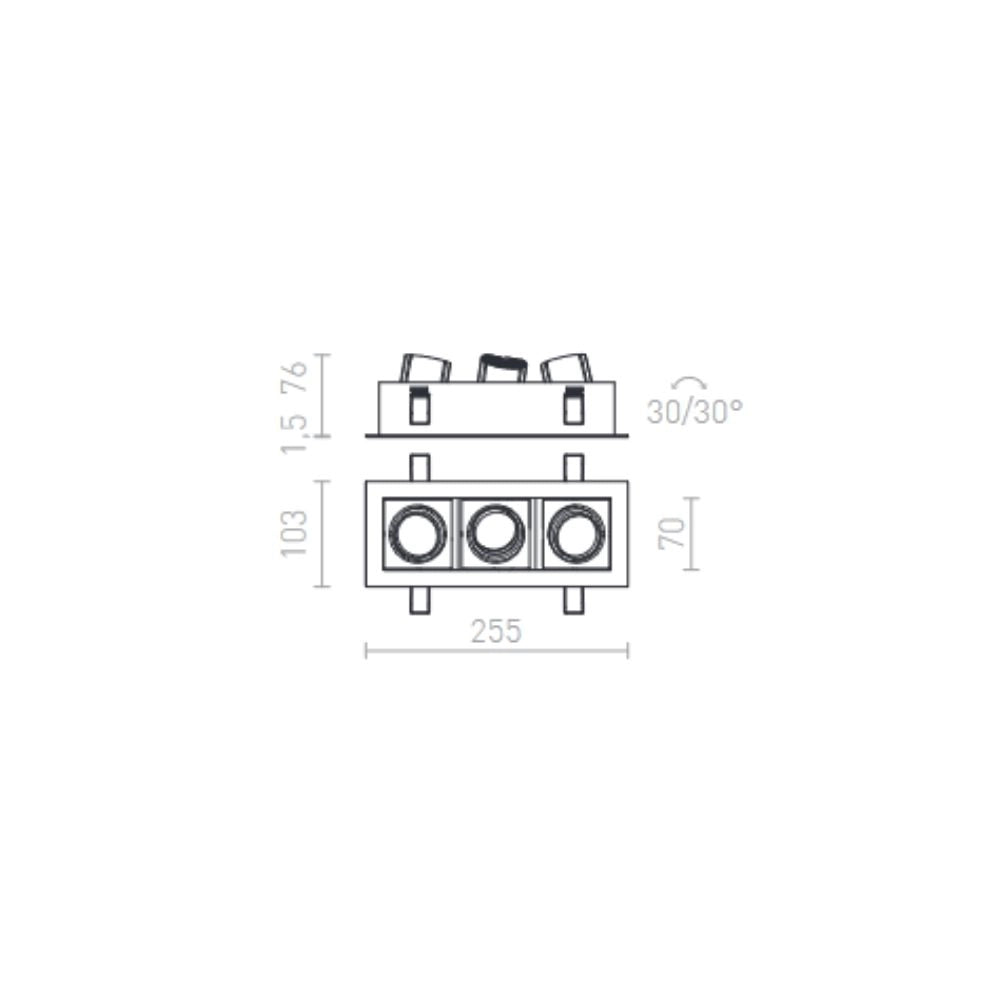 Faretto BONDY III da incasso bianco 230V LED 3x7W 24° 3000K