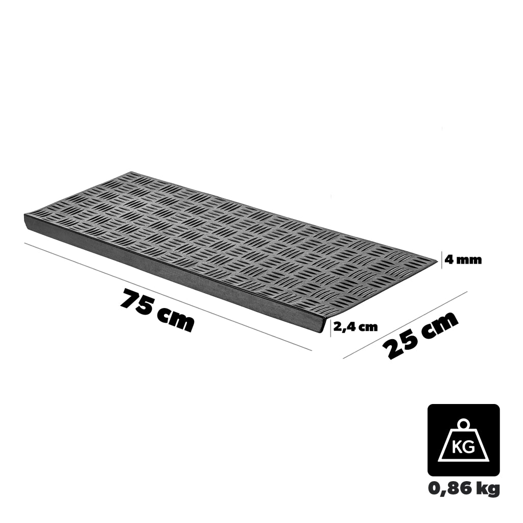 Tappetino per scale in gomma KADAX con bordo traforato, 75 cm, per esterni.