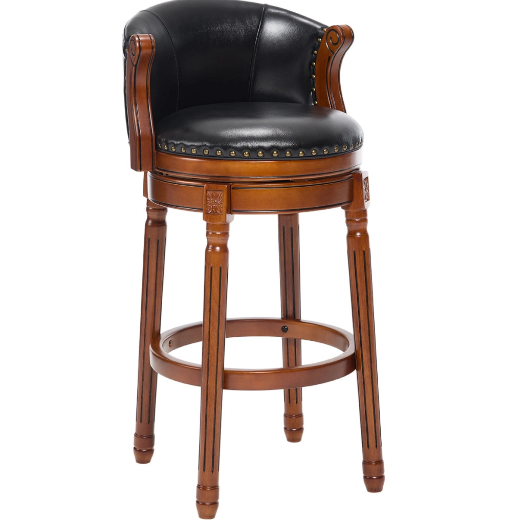 Sedia da bar girevole 55 x 51 x 103 cm in pelle nera e legno per cucina