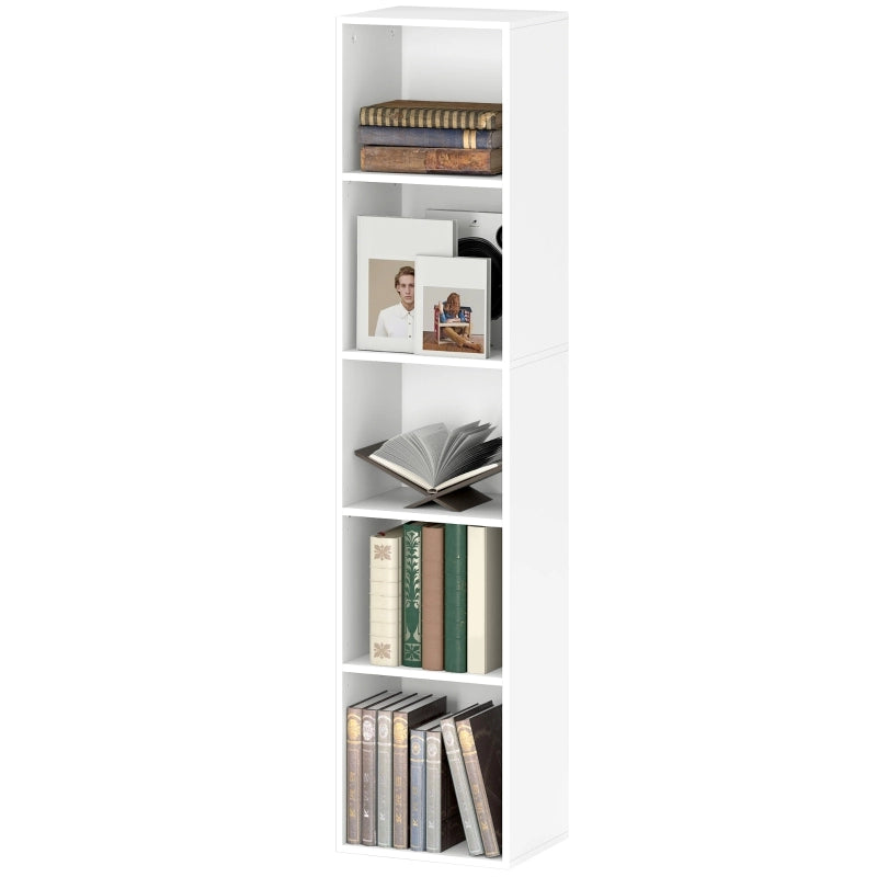 Libreria a 5 ripiani con mensole regolabili, bianca, 30 x 24 x 133,5 cm