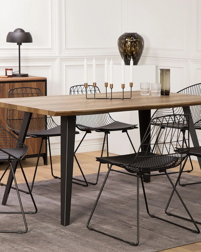 Portacandele Supporto in metallo Nero e dorato per 6 candele Decorazione moderna