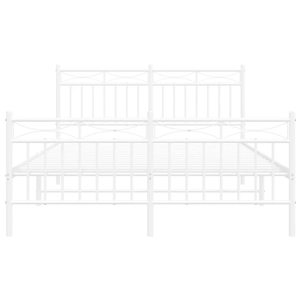 Giroletto con Testiera e Pediera Metallo Bianco 140x200 cm 373759