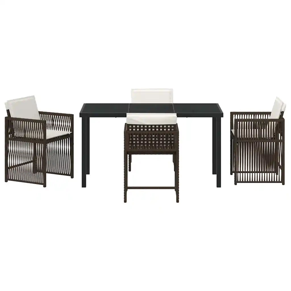 Set da Pranzo per Giardino 5 pz | Set Salotto da Giardino Marrone polyrattan