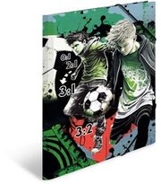 Set di cartelle A3 per bambini, 3 pezzi, cartelle di cartone con motivo sportivo, cinturino elastico, cartelle interne e stampa interna per ragazzi e ragazze