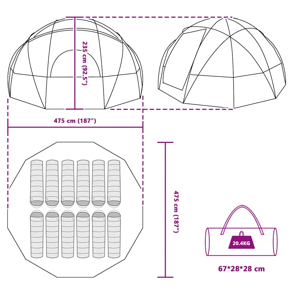 Tenda a Cupola con tetto Verde 475 x 475 x 235 cm taffetà 42000993