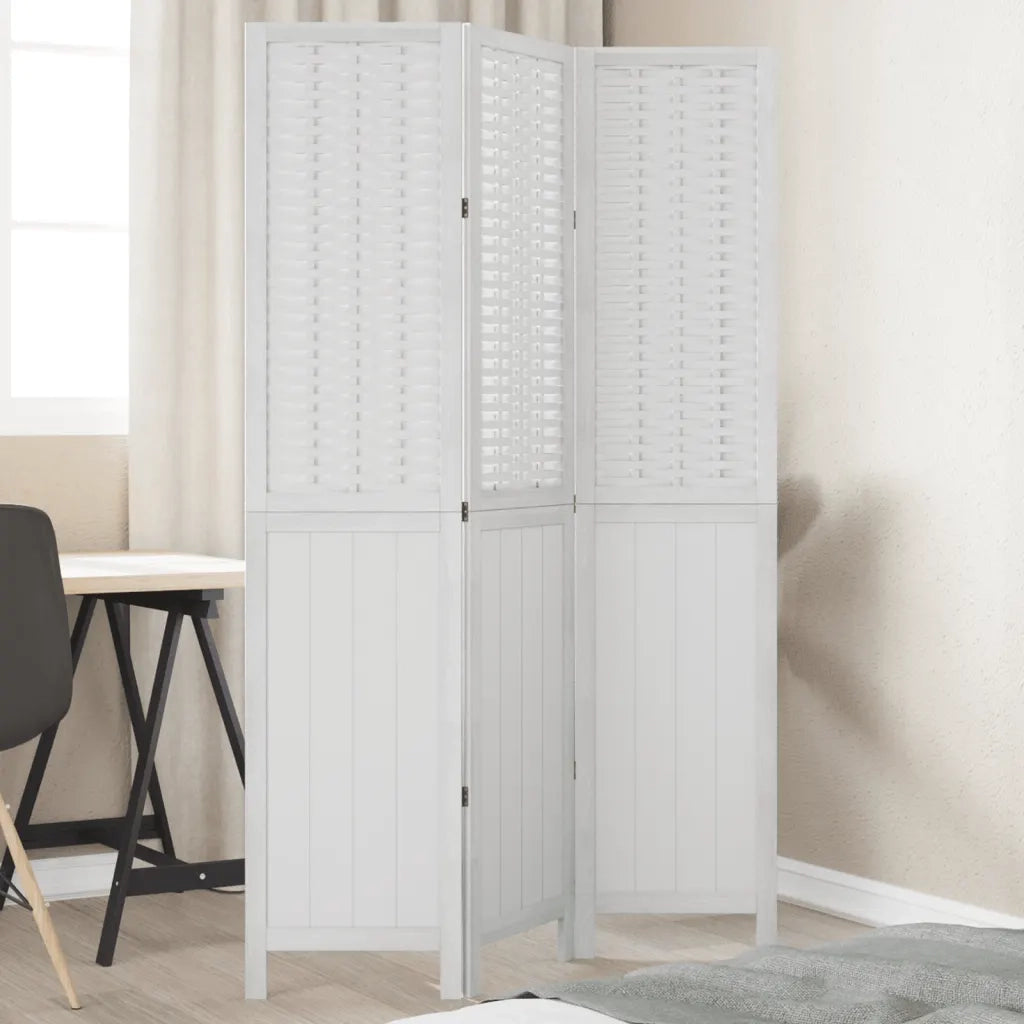 Divisorio Ambienti | Divider per stanze | Paravento 3Pannelli Bianco Legno Massello di Paulownia