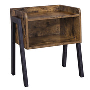 Comodino tavolino stile loft rustico in legno e ferro nero LET54X