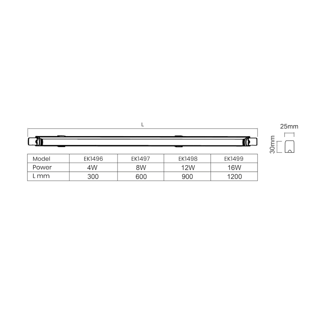 Lampada sottopensile LED 30cm bianca interruttore 4000K 4W