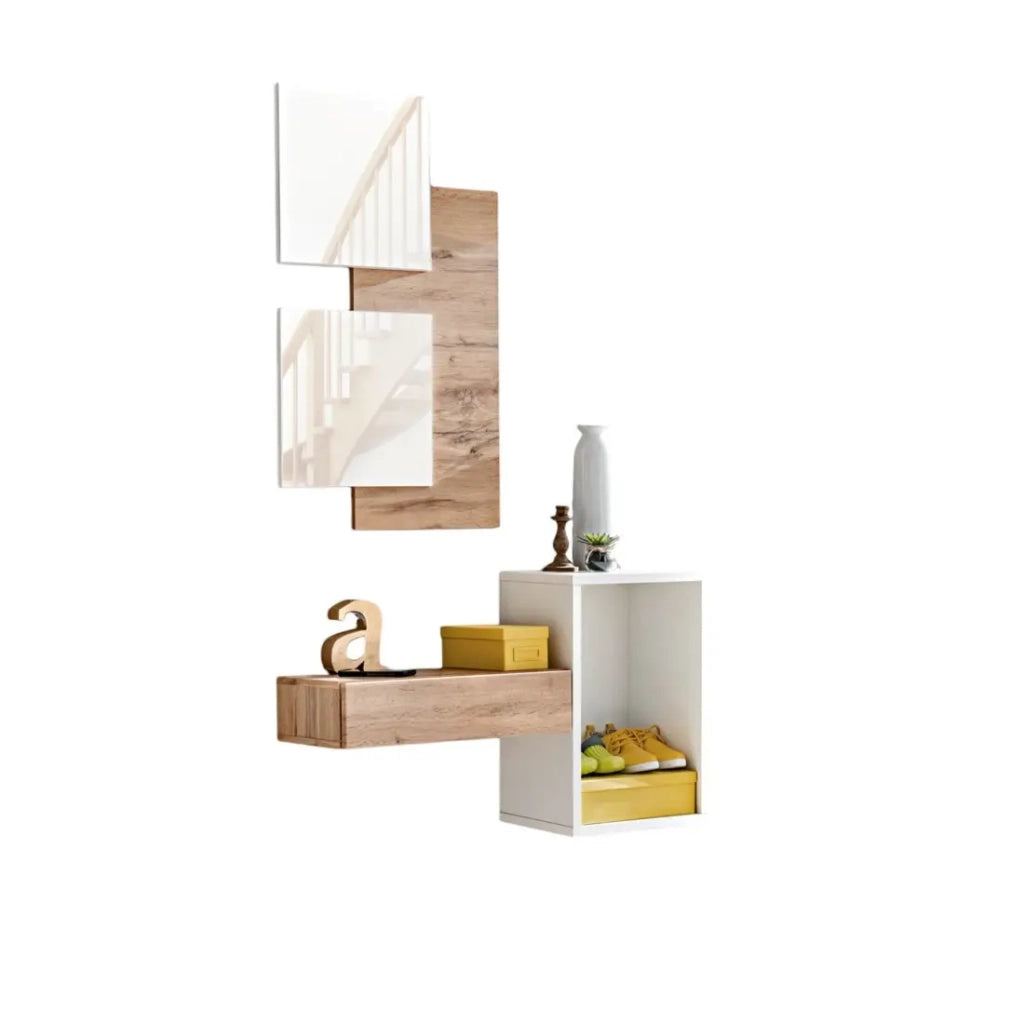 Mobile d''ingresso TORTH 1 – Set completo – Colori rovere e bianco – Design moderno e pratico