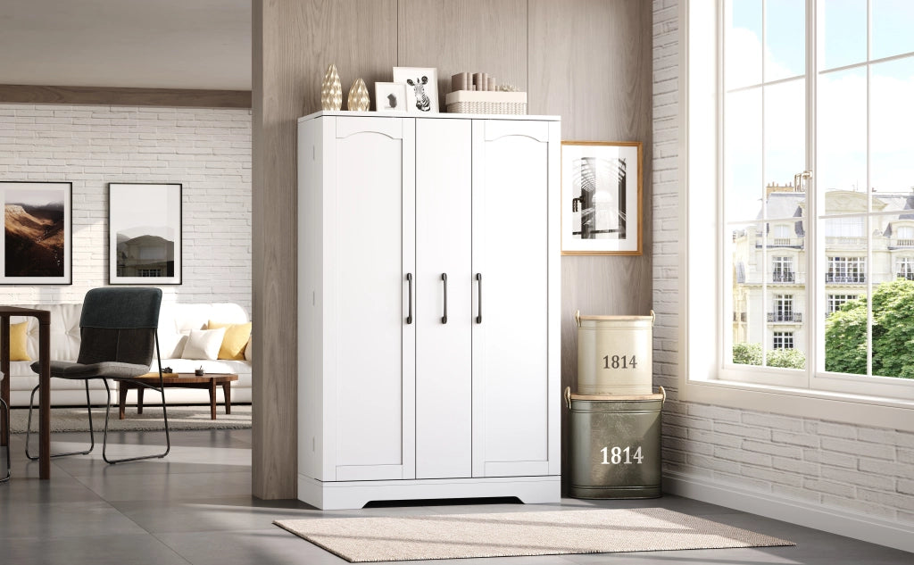 Credenza da cucina con 2 ante, 4 ripiani e vani regolabili, per cucina e soggiorno, in MDF, bianco, 120 × 78 × 35 cm