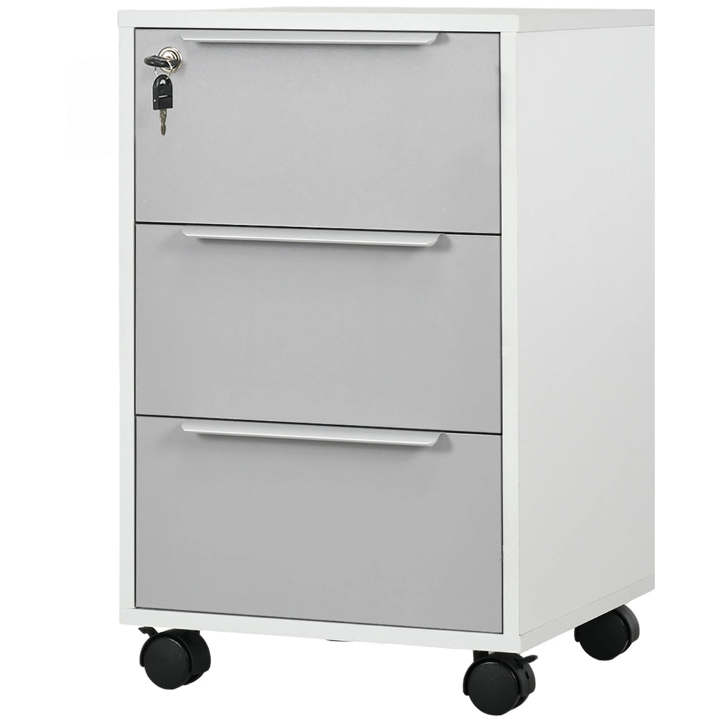 Scrivania con cassetti e ruote ¨C zephmum ¨C bianco grigio 40x40x63.5 cm