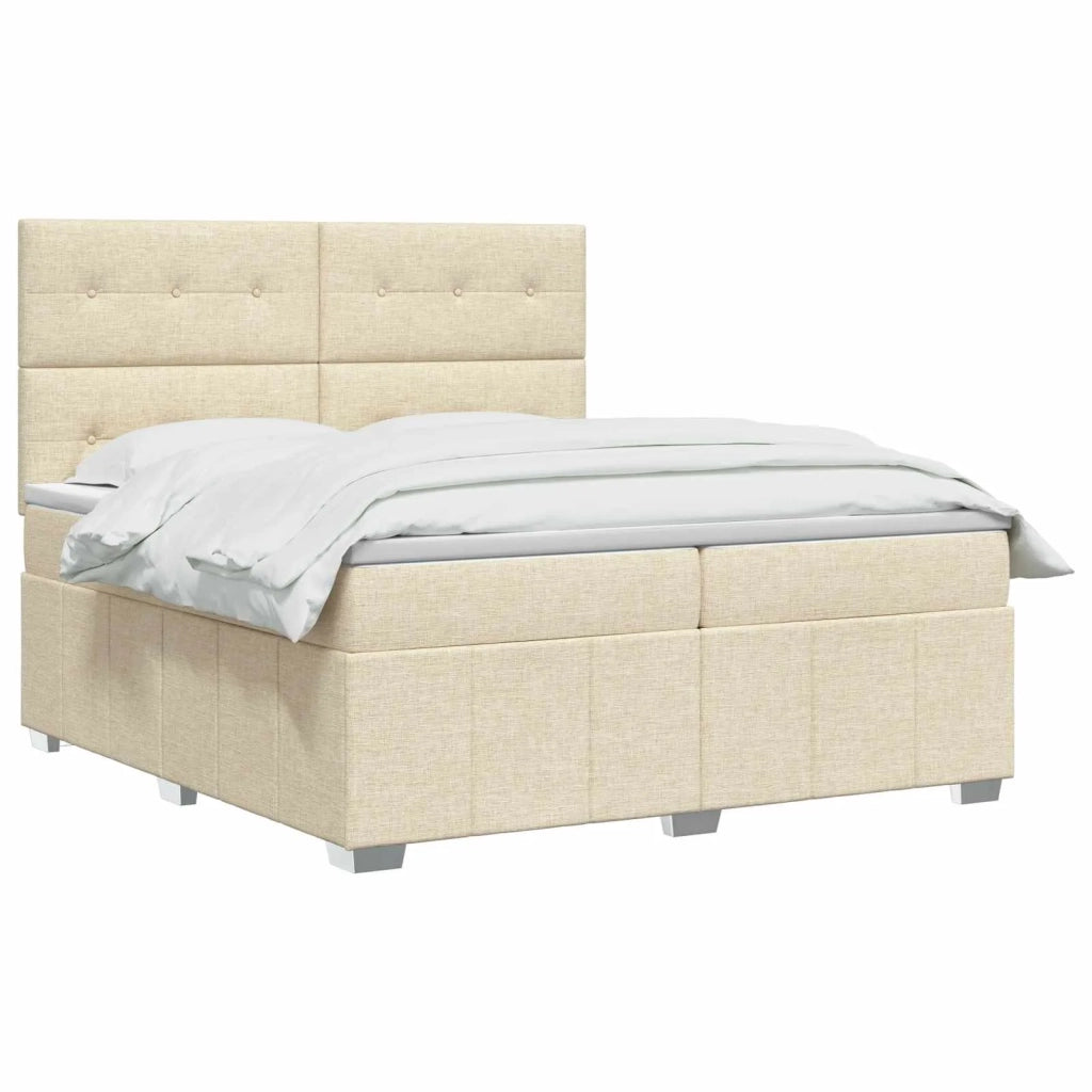 Letto box spring con materasso Crema 140 x 190 cm Tessuto 3454139