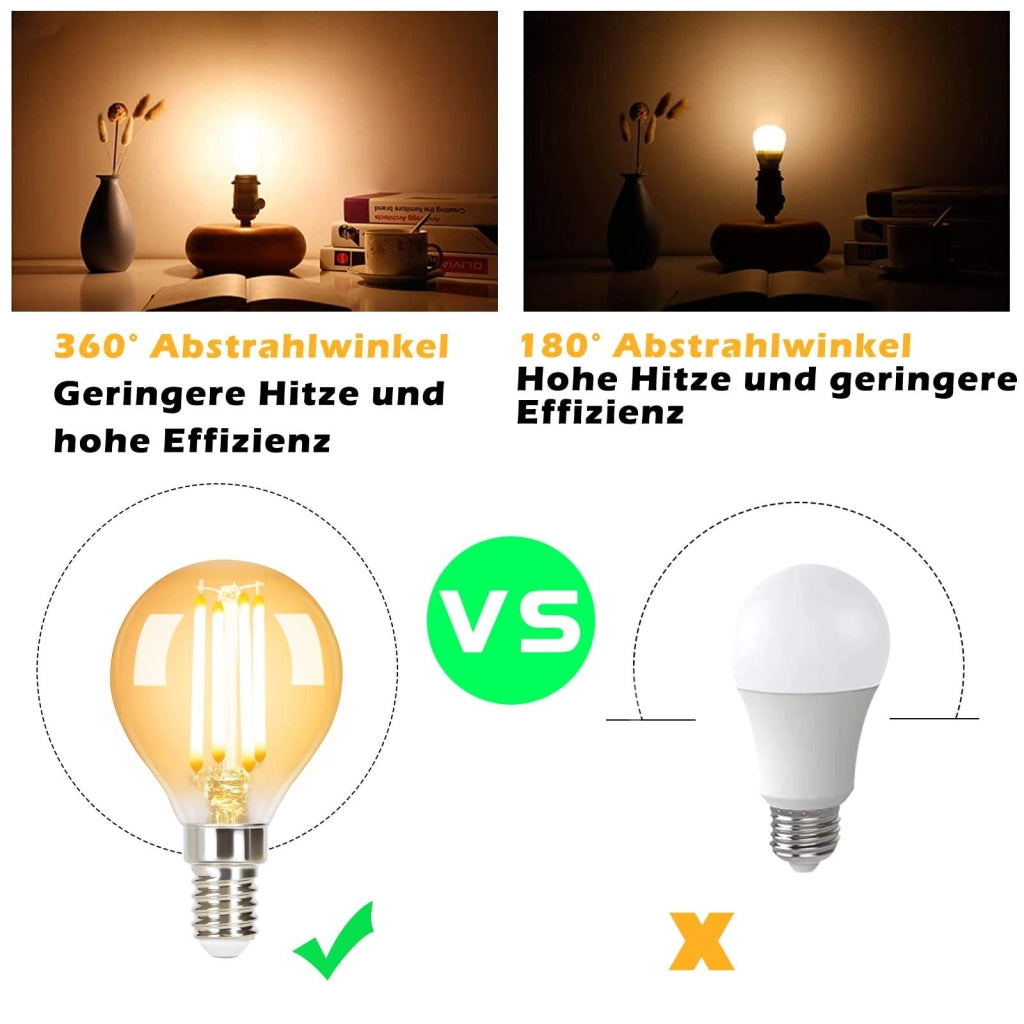 ZMH Confezione da 6 lampadine LED E14 lampada vintage G45 Retro 2700K 4W bianco caldo