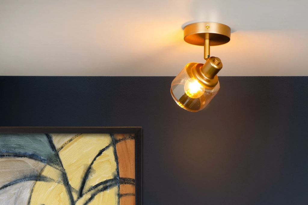 Plafoniera/Applique BJORN oro in vetro 1xE14 40W Lucide
