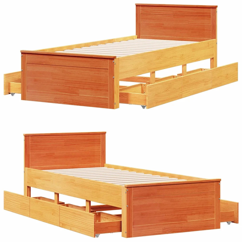 Giroletto senza Materasso con Testiera Marrone Cera 90x190 Pino 3308788