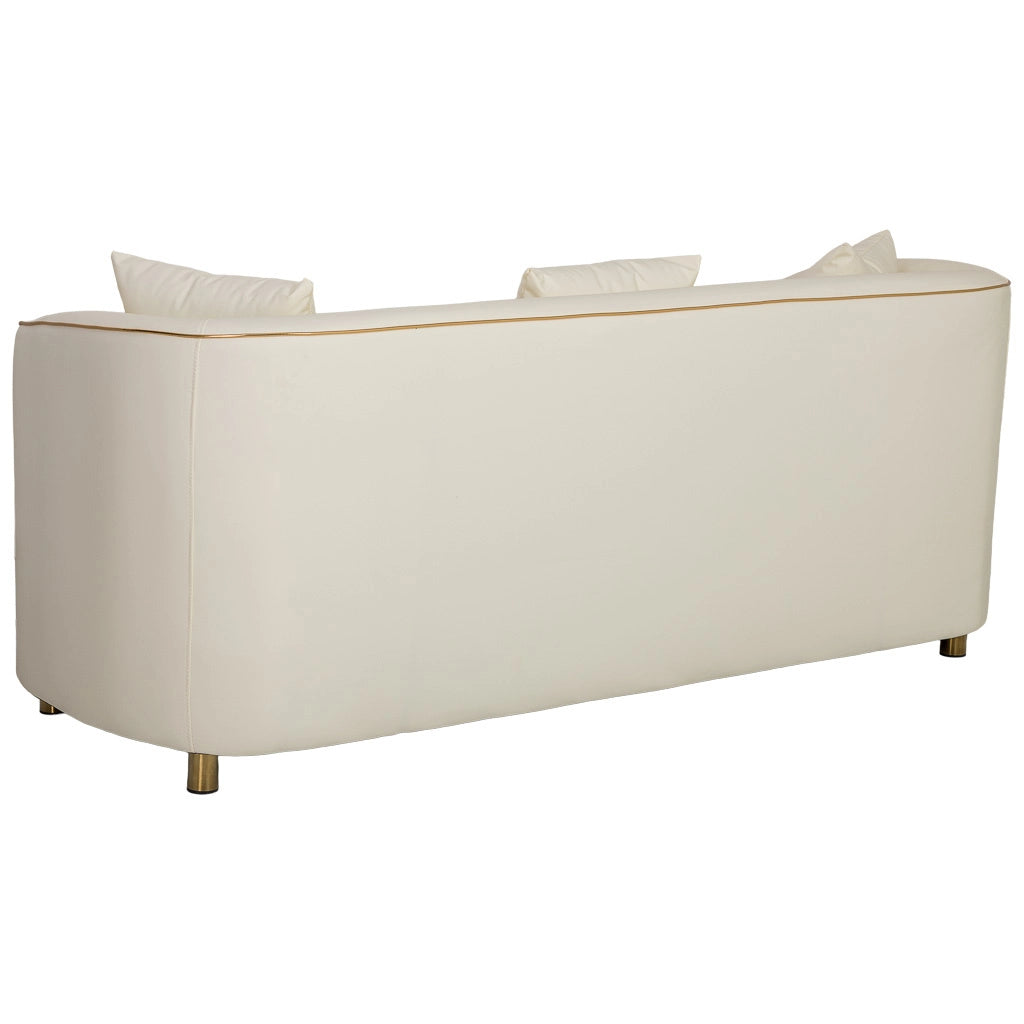 Divano in ecopelle beige 185x72x76h cm