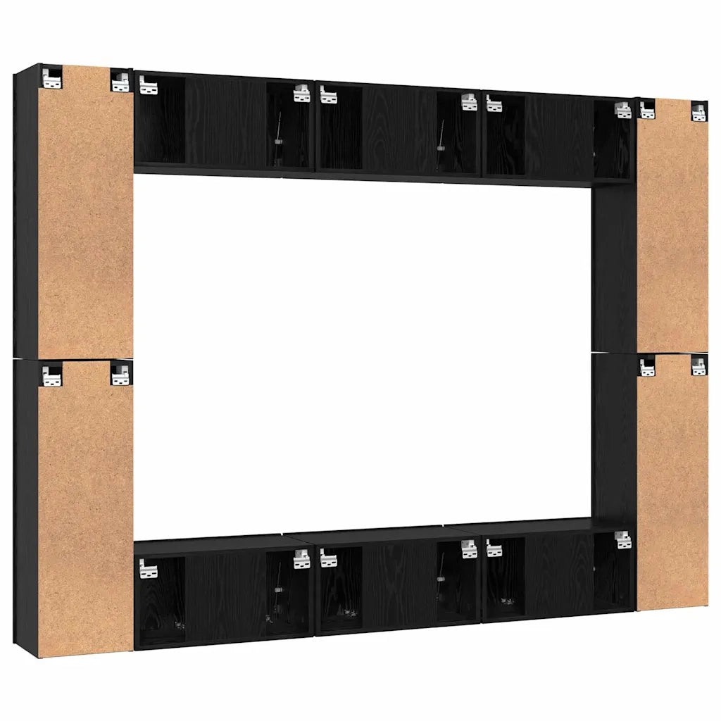 vidaXL Set mobile TV 10 pcs Rovere nero Media 30.5 x 30 x 90 cm