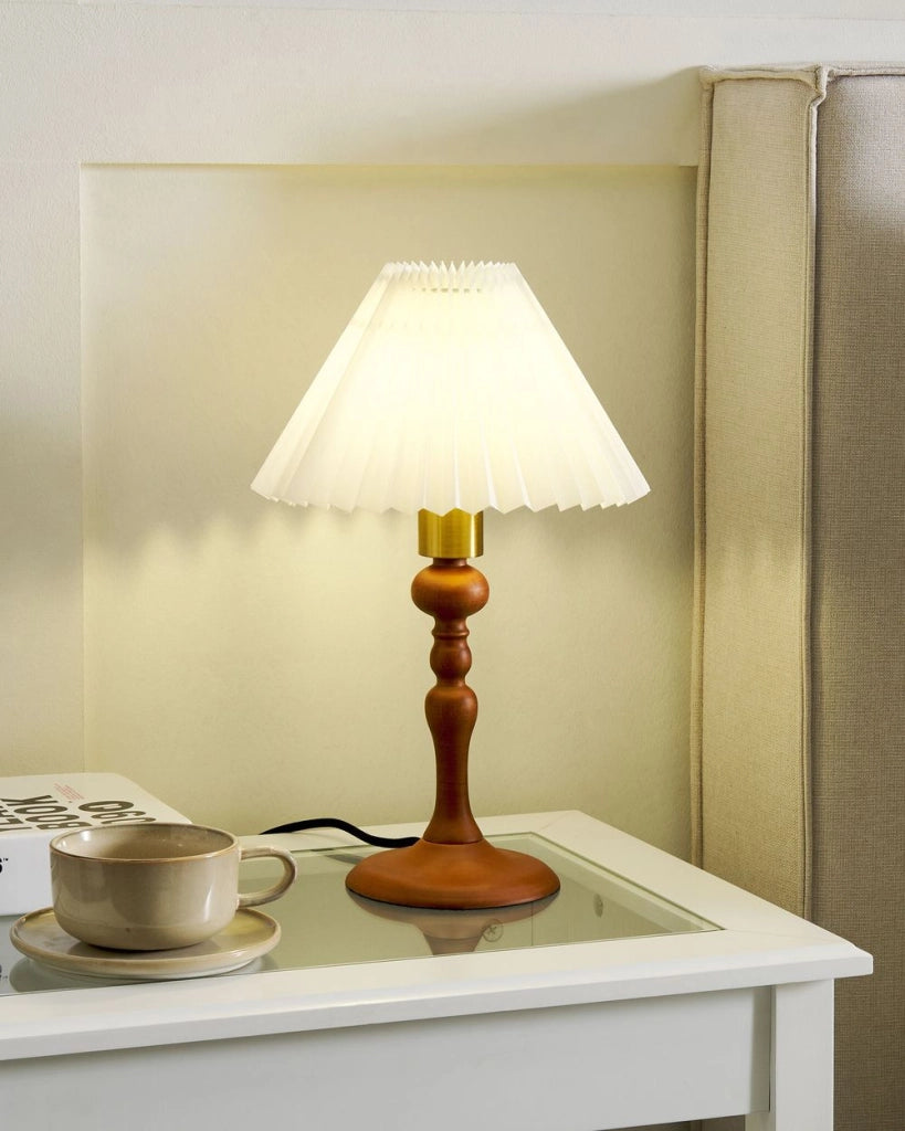 Lampada da tavolo elegante in legno scuro 39 cm stile retrò elegante glamour