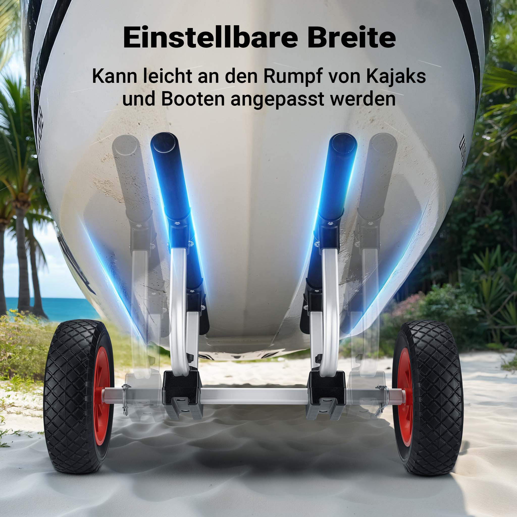 Carrello da trasporto per kayak In alluminio con ruote in PU Ø 22 cm Larghezza regolabile Max 90 kg