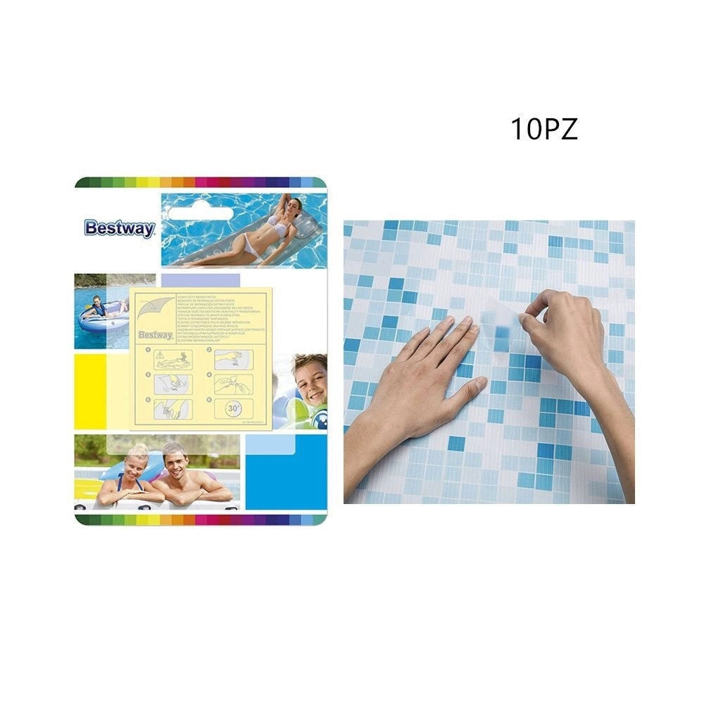 Trade Shop - Set 10pz Toppa Toppe Di Riparazione Strong Per Piscine Materassi Gonfiabili 62068 -