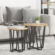 Tavolino 2 pz in Legno di Rovere e Metallo -
