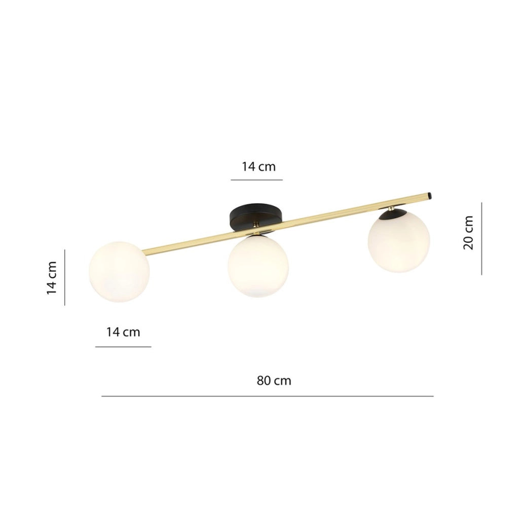 Lampada a sospensione SPLENDI in acciaio nero e oro con diffusori in vetro