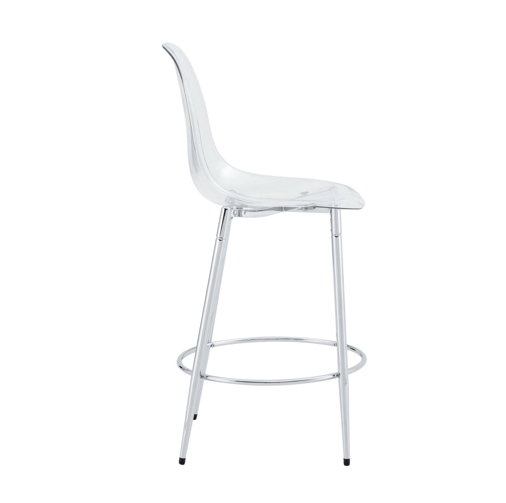 Tavolo bar 89 cm con 2 sgabelli trasparenti, vetro e metallo, per cucina piccola