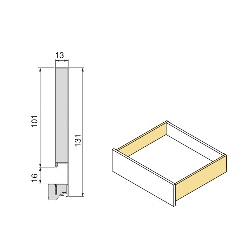 Cassetto esterno Protone 30kg, guide di estrazione totale con una chiusura soft, altezza 178mm, profondità 350mm, Acc..
