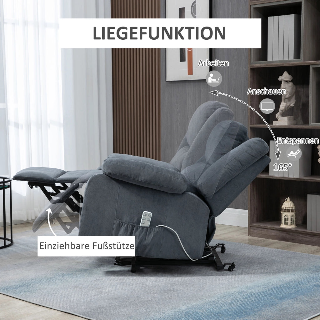 Poltrona Relax Reclinabile a Sfioro ¨C Minimal ¨C Grigio, Velluto, 92x93x105 cm