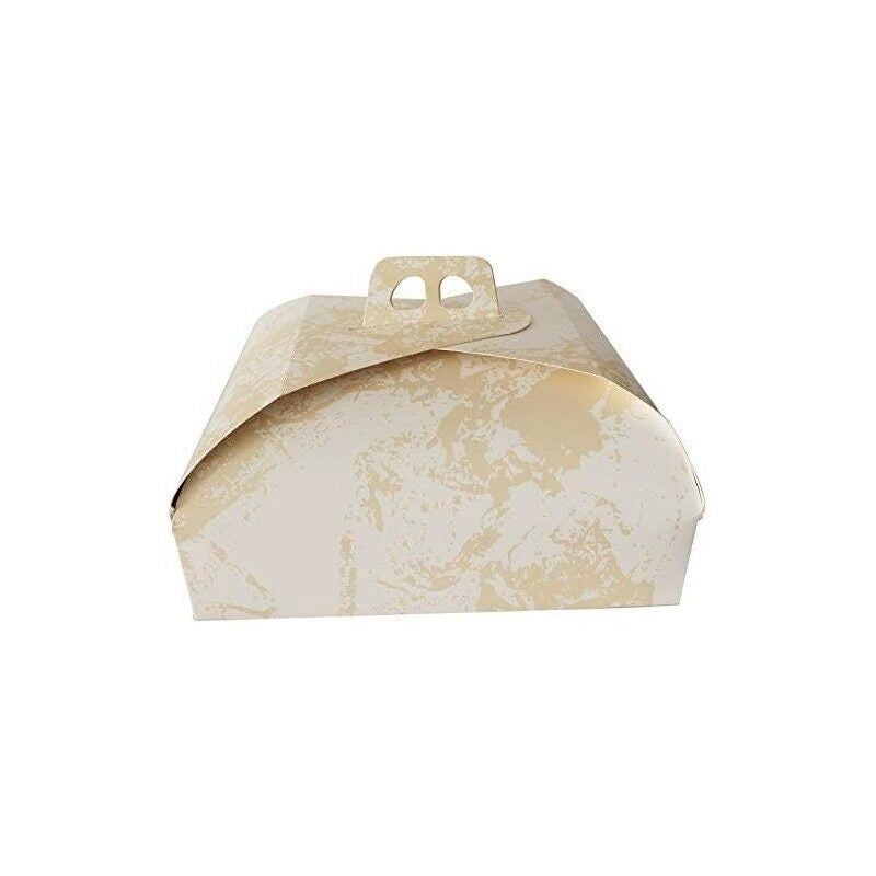 SCATOLA PORTA TORTE EASY BAKE BIANCA E ORO 29 X 29 CM