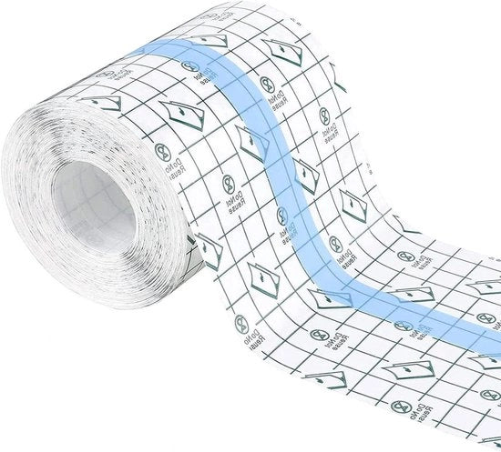 Banda trasparente impermeabile 10 cm x 10 m - Fissaggio con compressi adattabili di fasciatura con pellicola adesiva