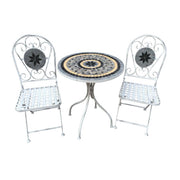 SET BISTROT ALISON STRUTTURA IN ACCIAIO IN COLORE BIANCO ANTICO E MARMO
