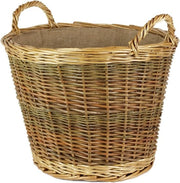 Manghi in rami di paglia rotondi naturali - con rivestimento in tessuto Hessiano - per stoccaggio legna da fuoco - 42 cm