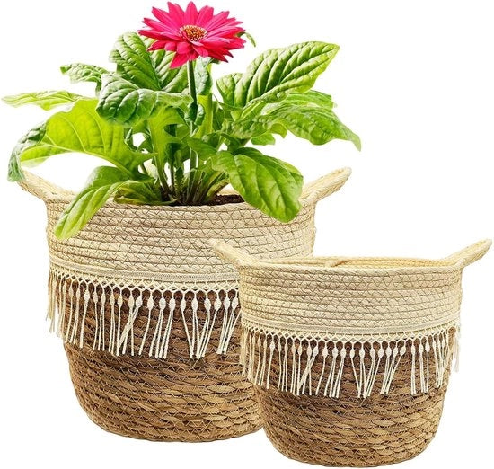 Set di contenitori per piante grandi da 2 pezzi - stile boho - zeagras - 20 cm e 25 cm