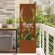 vidaXL Vaso da Giardino con Pannello Decorativo Ruggine 50 x 140 cm