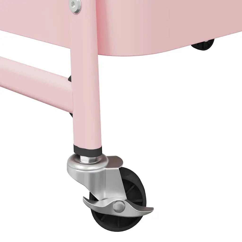 vidaXL Carrello Portaoggetti a 3 Ripiani Rosa 42x41,5x77 cm in Acciaio