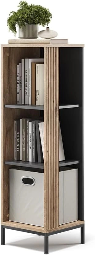 Scaffale porta cd Eliza, Quercia vichinga, 36 x 120 cm con 3 scomparti, adatto per riporre libri e oggetti decorativi