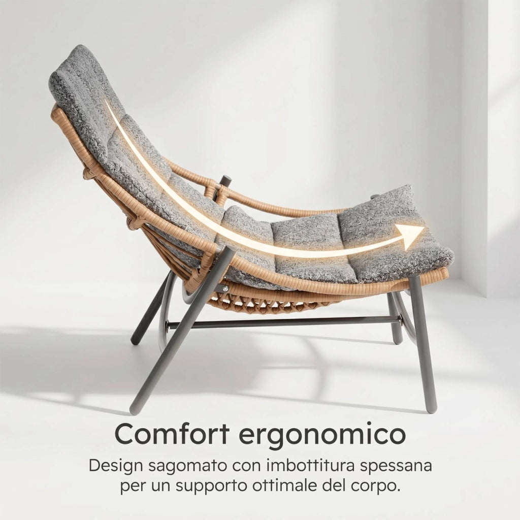 Marvin Set Salotto da Giardino 2 Posti in Polyrattan con Cuscini e Tavolino, Arredo Esterno per Terrazzo Balcone Veranda