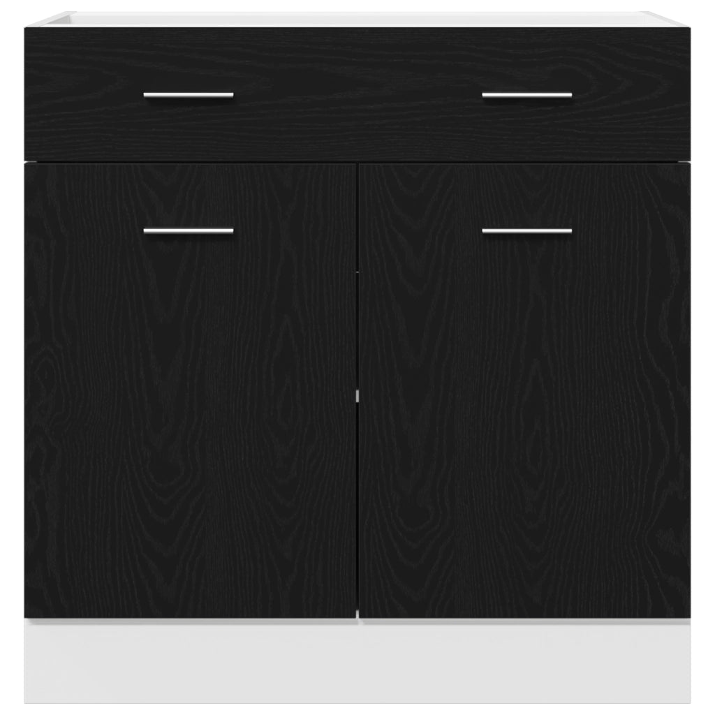 Armadio  con cassetto in rovere nero, 80x46x81,5 cm, realizzato in legno ingegnerizzato