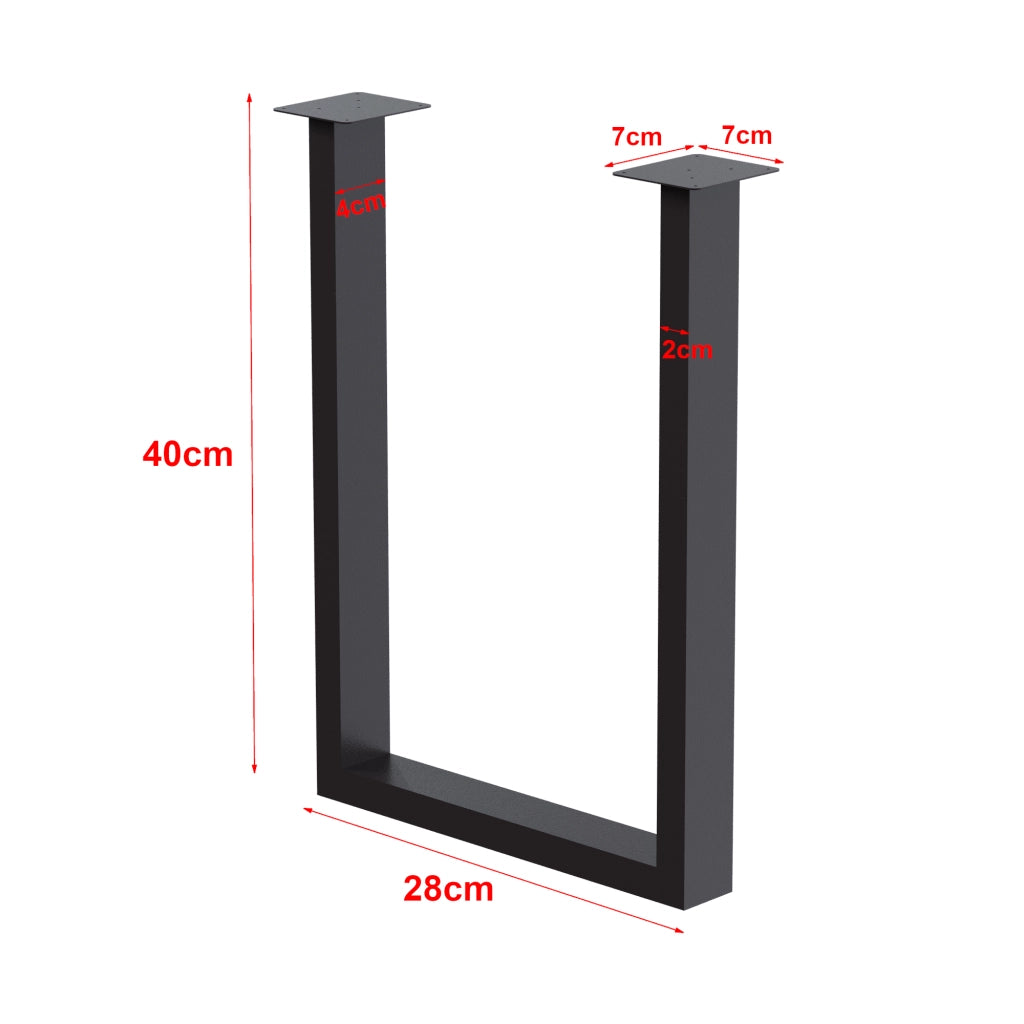 Set di 2 Gambe in Acciaio 'Holsted' per Mobili Fai da Te - Forma di U - Nero Opaco (AxL) 40 x 28 cm [en.casa]