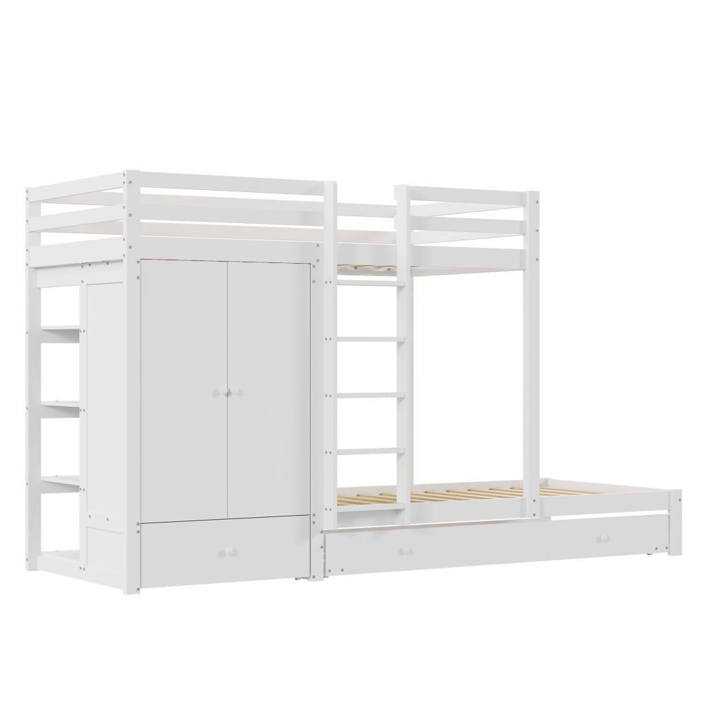 LETTO A CASTELLO con letto estraibile 90x200 cm legno bianco