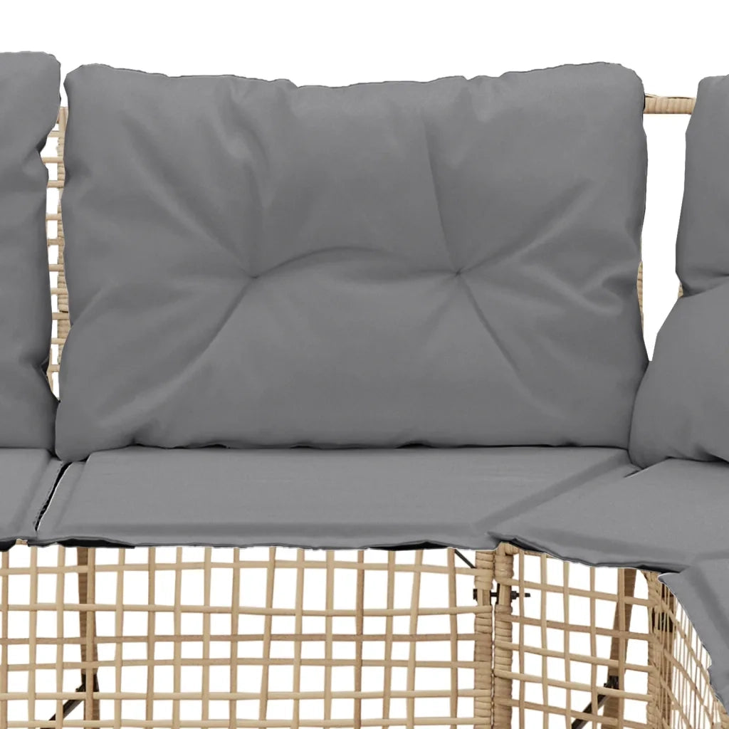 Divano da Giardino a L con Cuscini e Pouf-Sofa da Giardino-Divano da esterno Beige in Polyrattan 988426