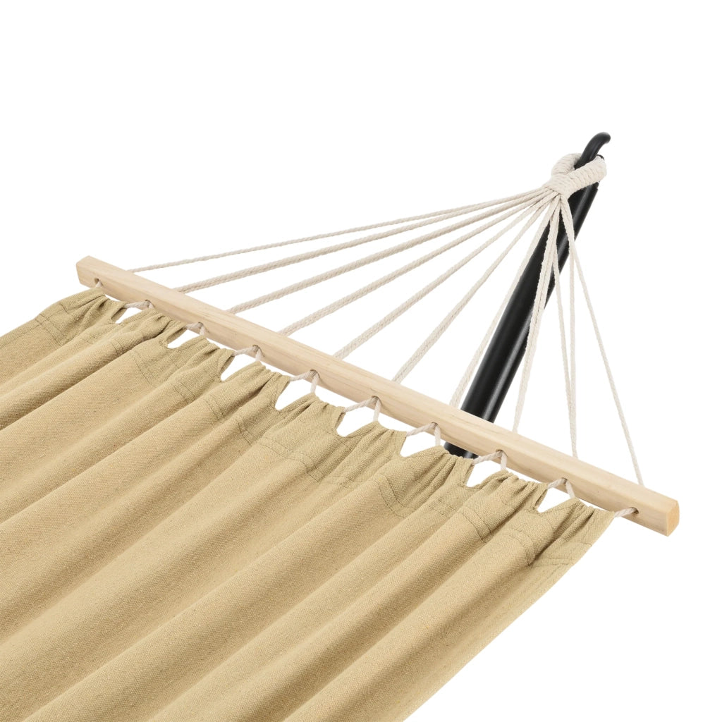 Amaca con struttura in acciaio cotone poliestere 200 x 100 cm nero e beige 03_0007165
