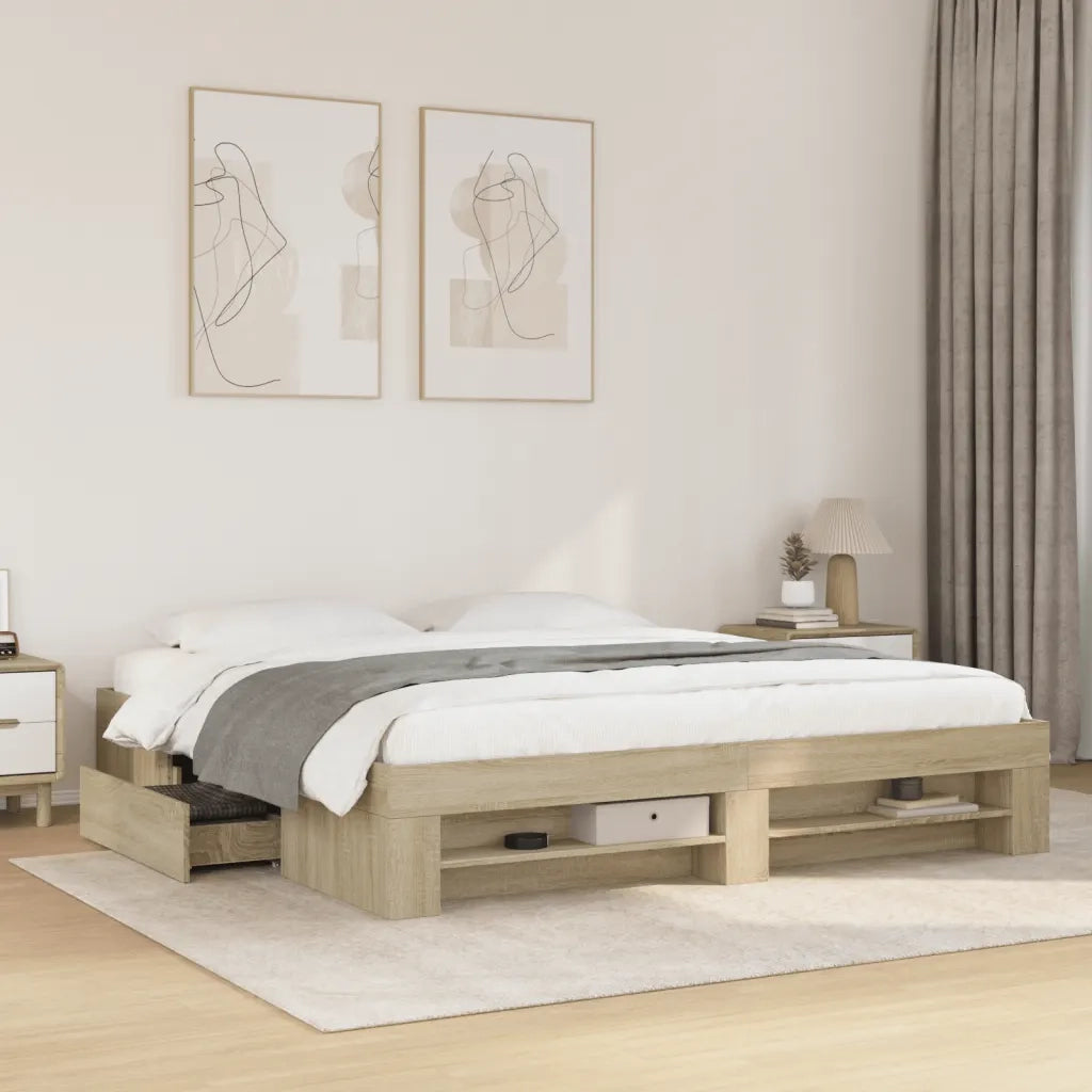Giroletto senza Materasso-Struttura Letto Rovere Sonoma 180x200cm in Truciolato 668705